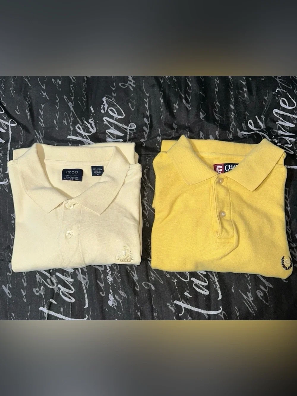 Pair of Men’s Polo Shirts Size XL 100% Cotton In Yellow & Tan Chaps Ralph L IZOD
